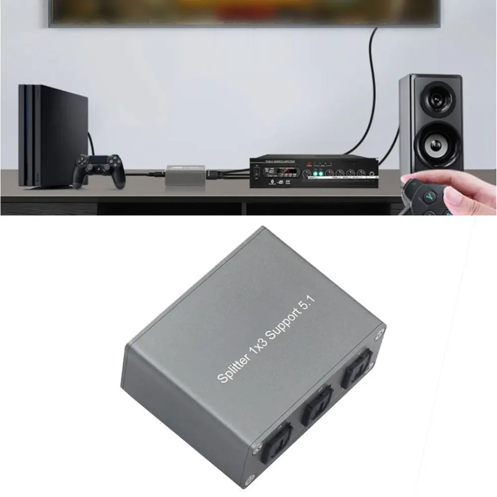 For Gaming For Home Theater SPDIF 1x3 Multi Channel Audio Adapter Audio Splitter Optical Audio Supports Dolby-AC3