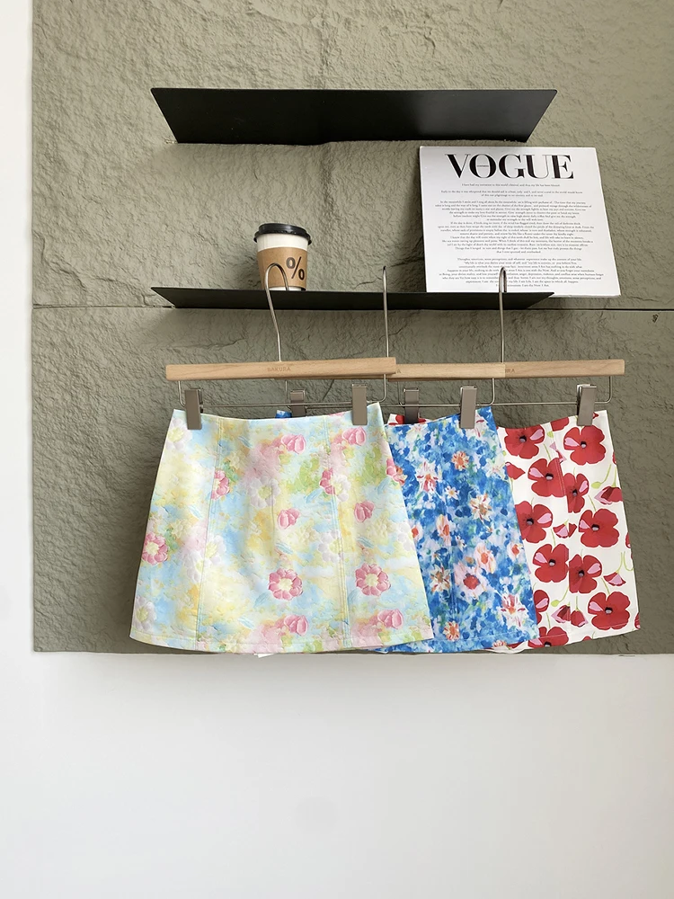 Beach Vacation Style Floral Print  Skirt Women's Low Waist Wrap around Skirt Summer Commute Polka Dot Polyester Fiber