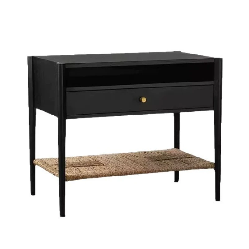 

Light luxury simple solid wood bedside table New Chinese-style small household storage Bedroom bedside locker