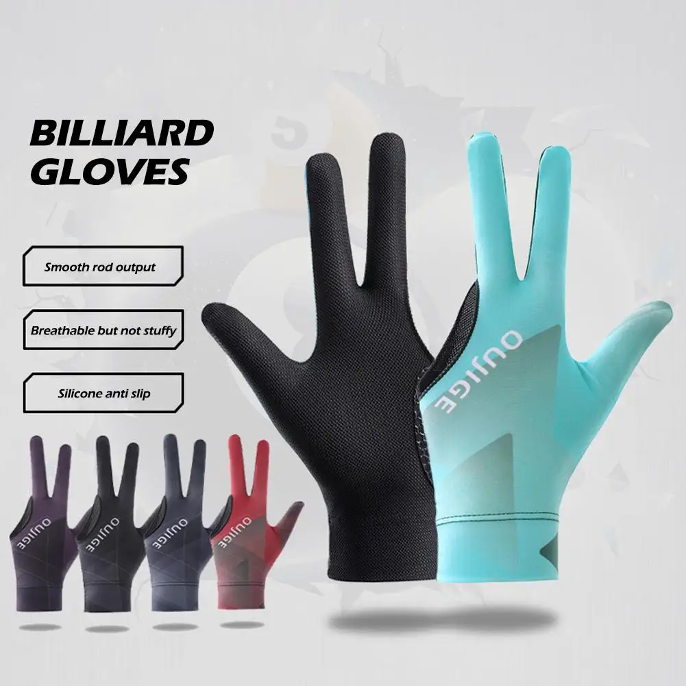 1Pc Billiards Glove Left Hand Three Finger Snooker Glove Billiard Slip Elasticity Accessor Billiard Training Gloves Sticker Q1Z9