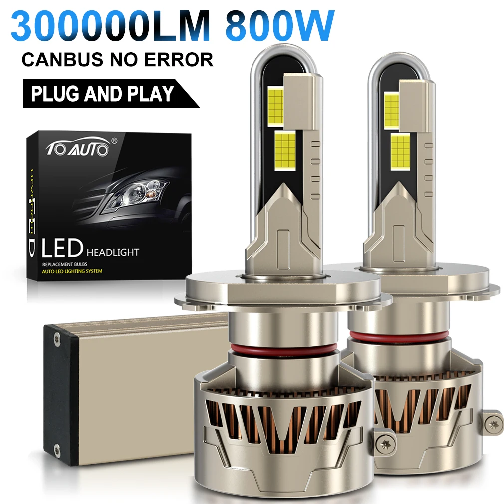 300000LM H4 H7 LED المصباح Canbus H11 9012 9005 HB3 9006 HB4 ضوء لمبة للسيارة 800 واط 3000000LM ضوء 4075 15 CSP مصباح تلقائي 12 فولت