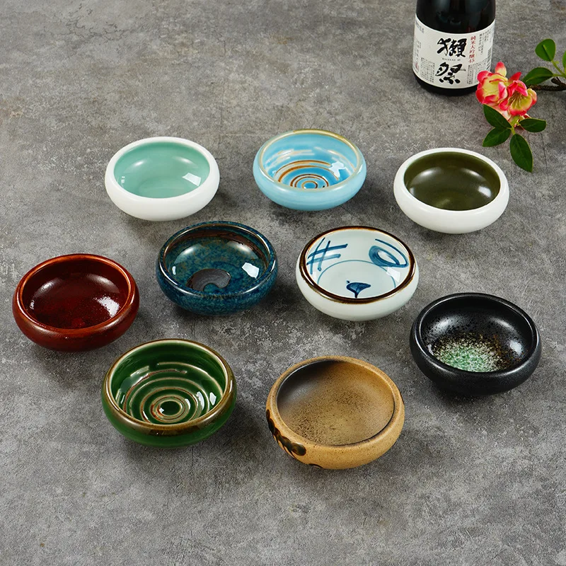 

Retro Japanes Ceramic Plate Sushi Snack Fruit Dish Food Round Plates Soy Sauce Vinegar Tray Tableware For Restaurant Decor Home