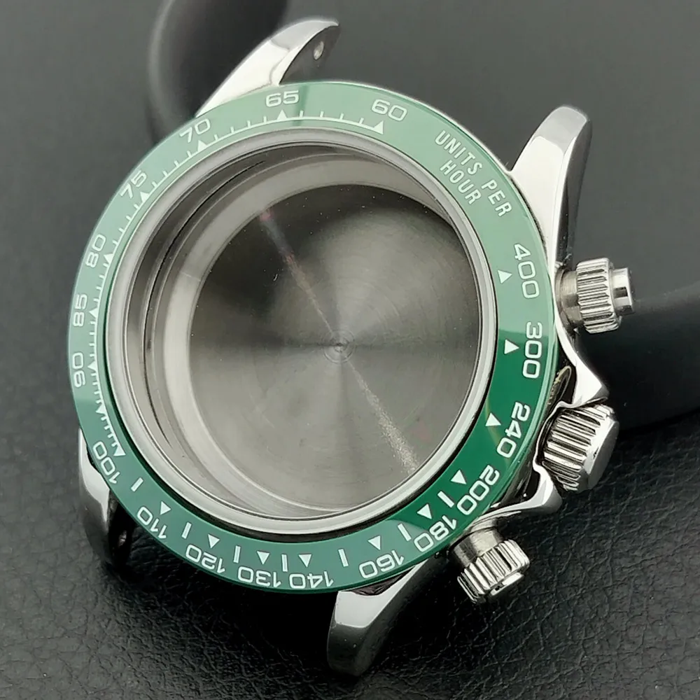 39-mm-Uhrenarmband aus Metall für Herren, passend für das VK63-Uhrwerk, mit Saphirglas, in den Farben Silber, Roségold und Schwarz, Uhrenzubehörteile. – Detail 12