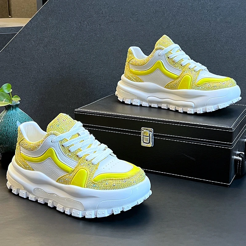 New Arrival Men Personalized and Fashionable Rhinestone Nightclub Trendy Brand Casual Shoes Spring Autumn Luxury Chunky Sneakers
