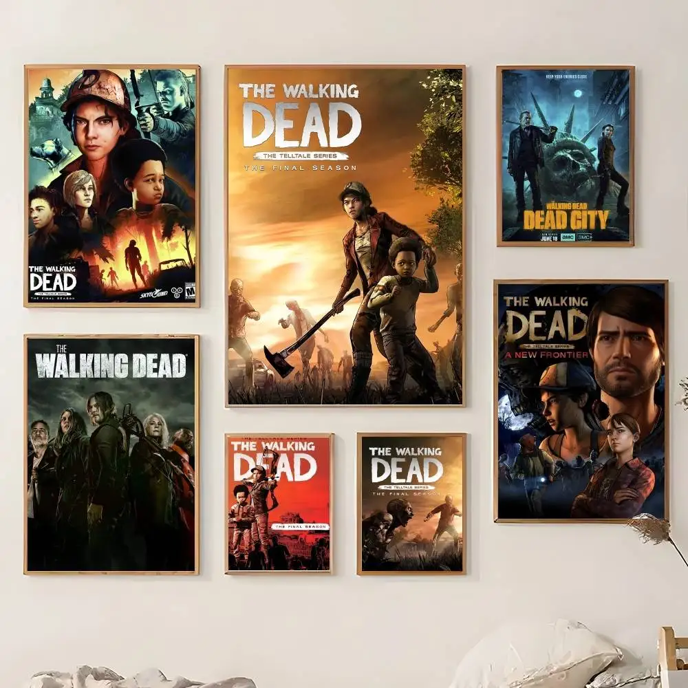 Game The Walking Dead Season Poster Sticky Wall Art Printing Waterproof Home Living Bed Room Bar Aesthetic Decor