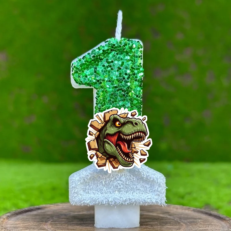 Jurassic Dinosaur T-Rex Digital Candle Number 0-9 Kid Birthday Cake Decoration Supplies Cartoon Anime Party Accessories Supplies