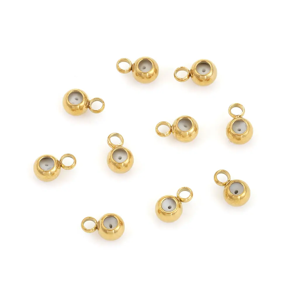 20pcs Stainless Steel Stopper Beads Connector With Charm Rubber Stopper for Jewelry Making Round Flat Rondelle Beads Findings