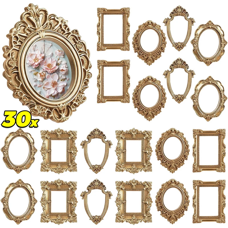 30/5pcs Resin Mini Photo Frames Vintage Desktop Ornaments Wall Hanging Jewelry Scrapbooking DIY Crafts Display Decor Accessories