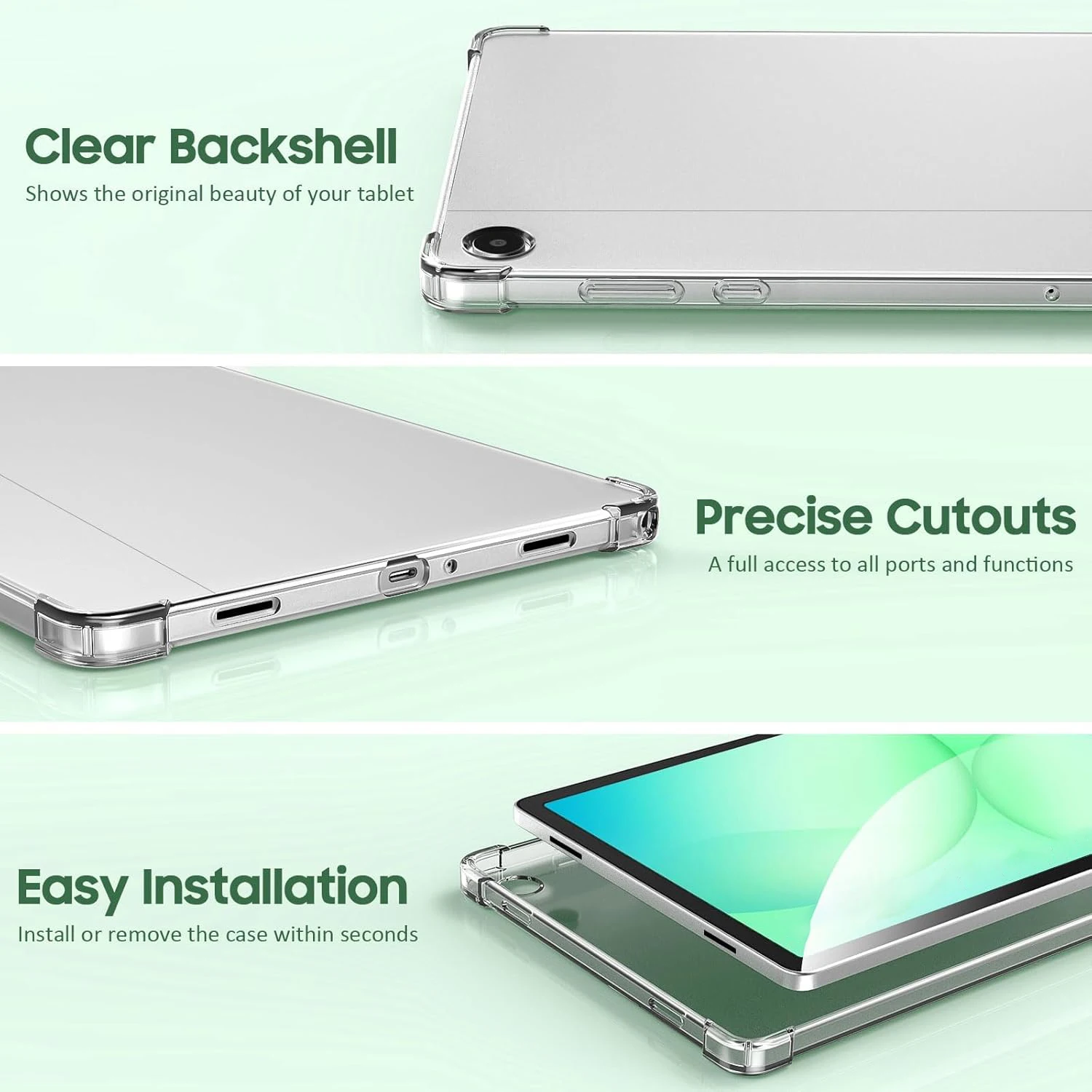 Etui na Samsung Galaxy Tab A9+ A9 Plus A11+ A11 Plus 2025 11 cali 8.7" Elastyczna silikonowa osłona TPU Przezroczysta obudowa ochronna — zdjęcie 2