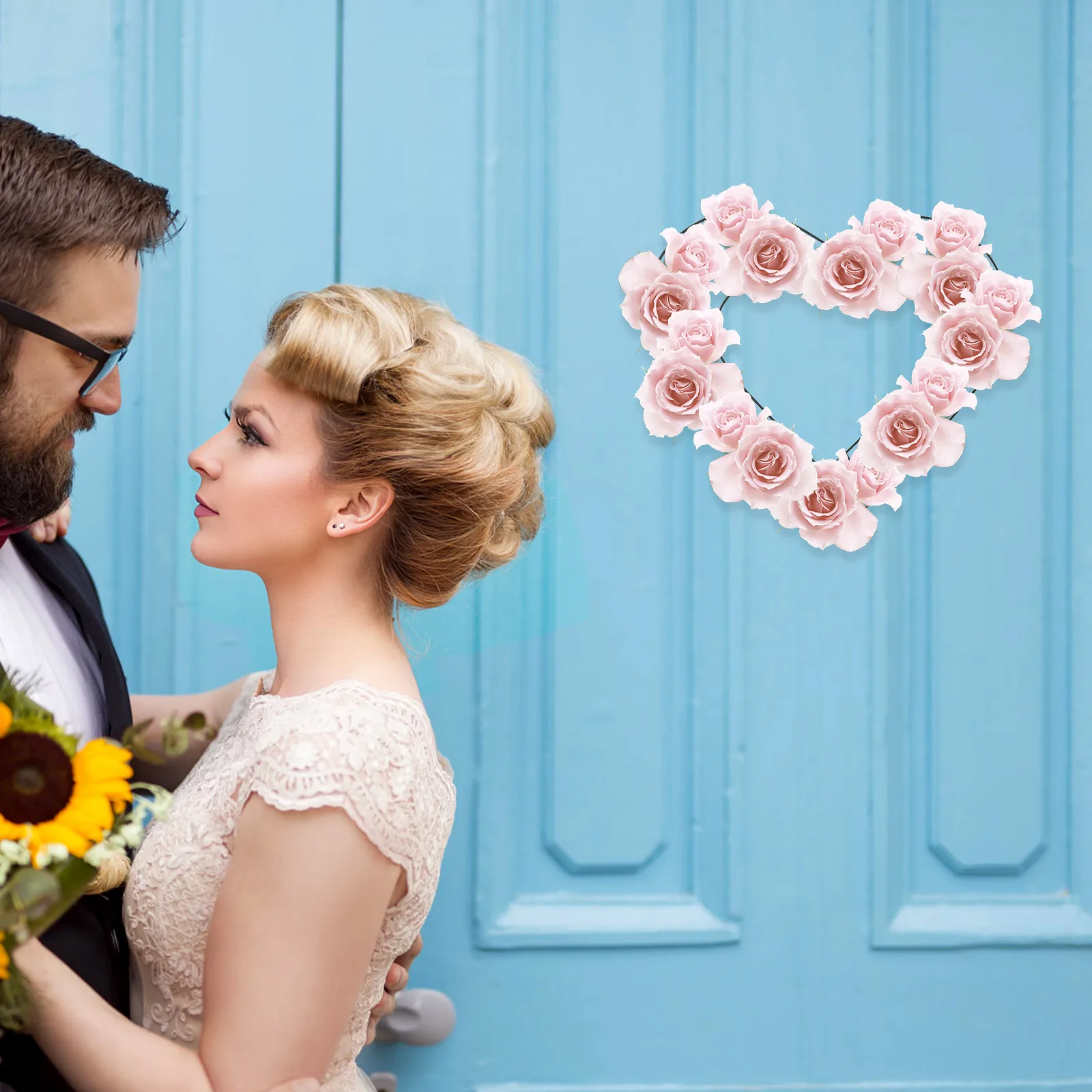 

2 Pcs Love Wreath Heart Frame Form Shaped Garland Black Metal Wreaths Wire Wedding Office