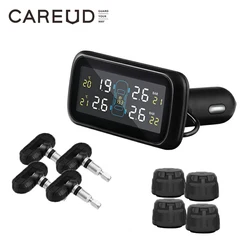 TPMS Auto Car Wireless Tire Pressure Monitoring System with 4 Internal/External Sensors LCD Display Monitor Cigarette Lighter