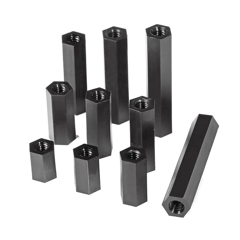 100pcs M4*6/8/10/12/15/20/25/30mm female Black Nylon Hex Standoff Spacers plastic spacing screws Long Hex nuts
