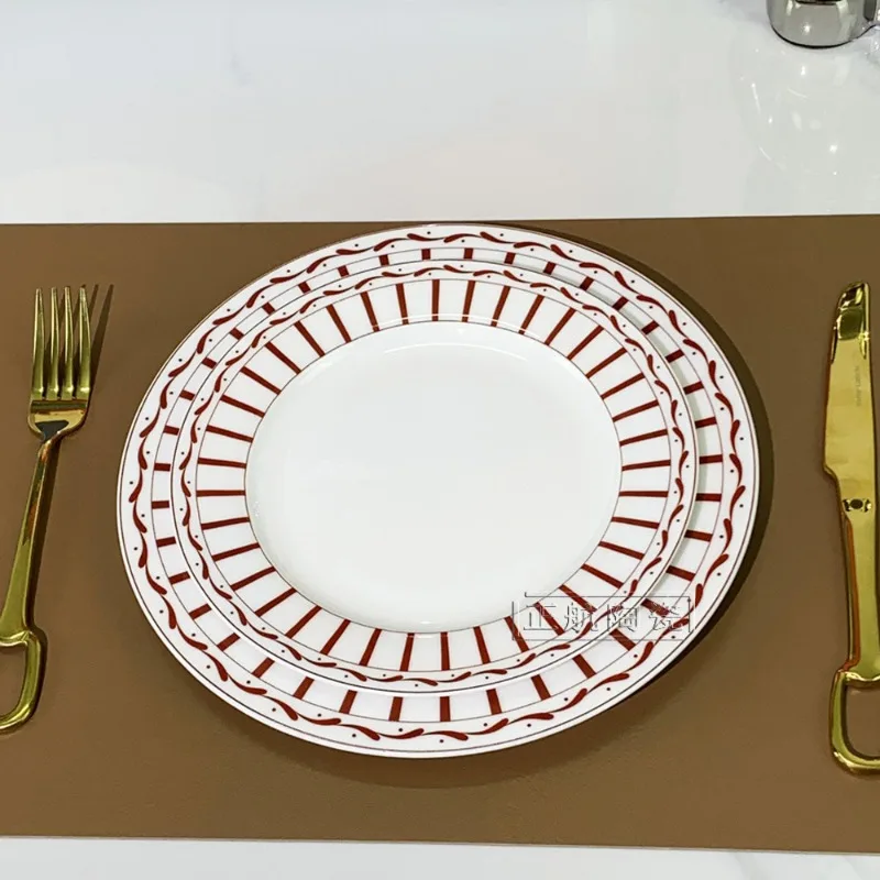 

High-Quality Ceramic Western Steak Plate Luxury Coffee Cup Saucer French 4-Piece Dinnerware Creative Dishware