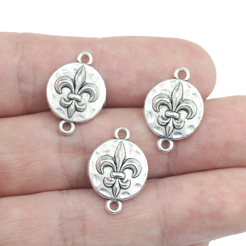 

20 Pieces 13*26mm Antique Silver Color Alloy Boat Hook Fleur De Lis Charms Pendant Bracelet Accessory For DIY Jewelry Making