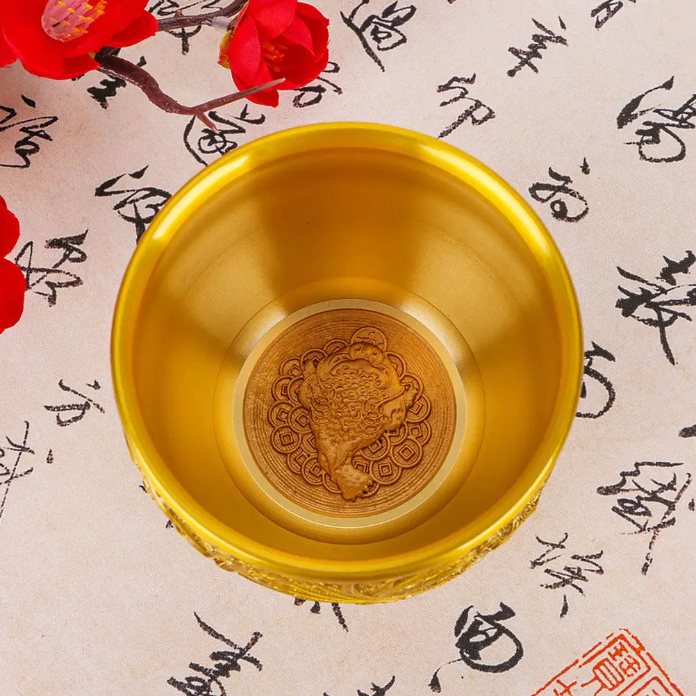 Brass Treasure Basin Chinese Fortune Gold Desktop Decoration Spring Festival Wealth Luck Bowl