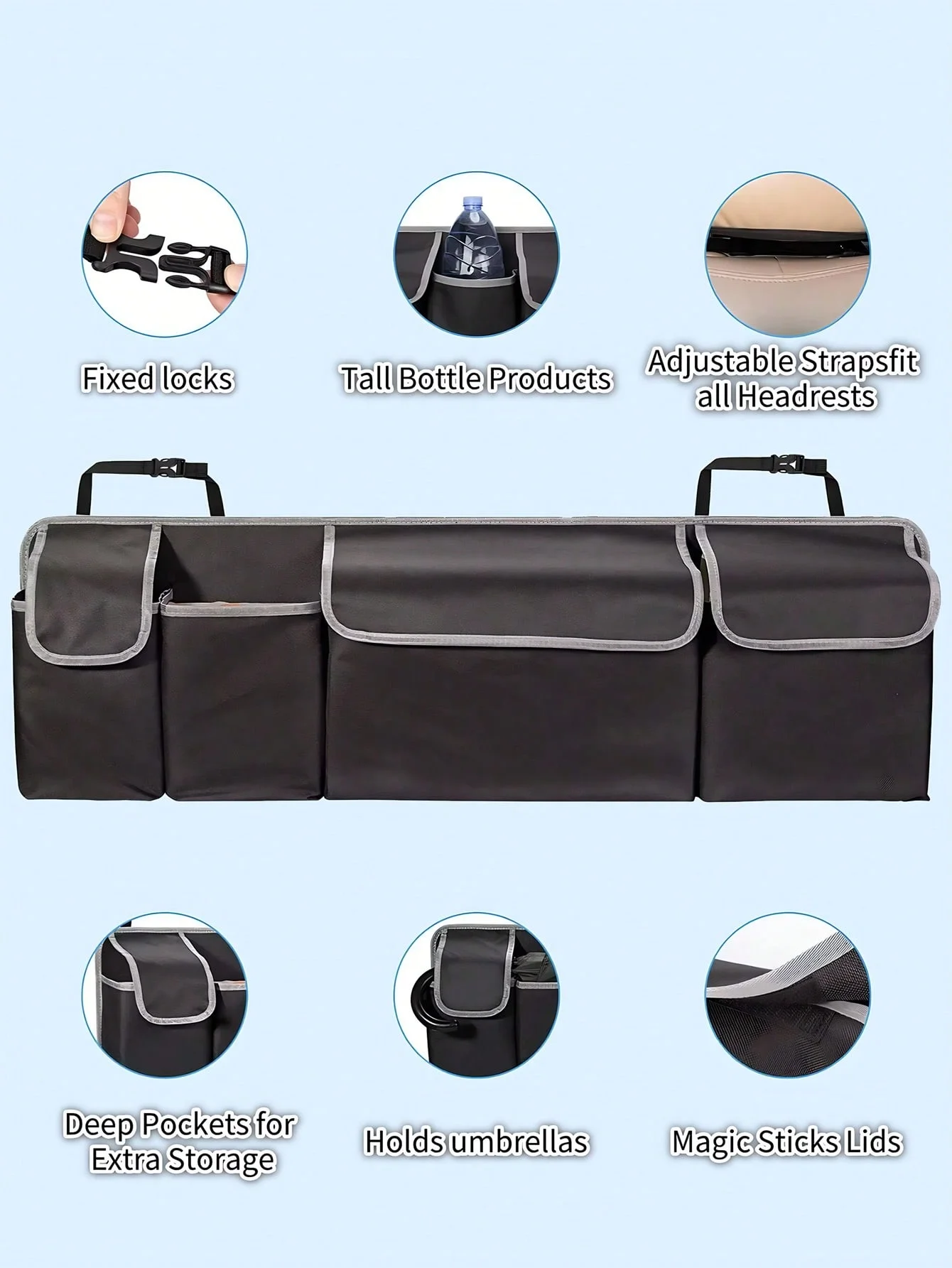 Durable Oxford Cloth Car Trunk Storage Bag – Seat Back Storage Bag With 4 Pockets, Multi-Function Rear Car Organizer, Hanging De