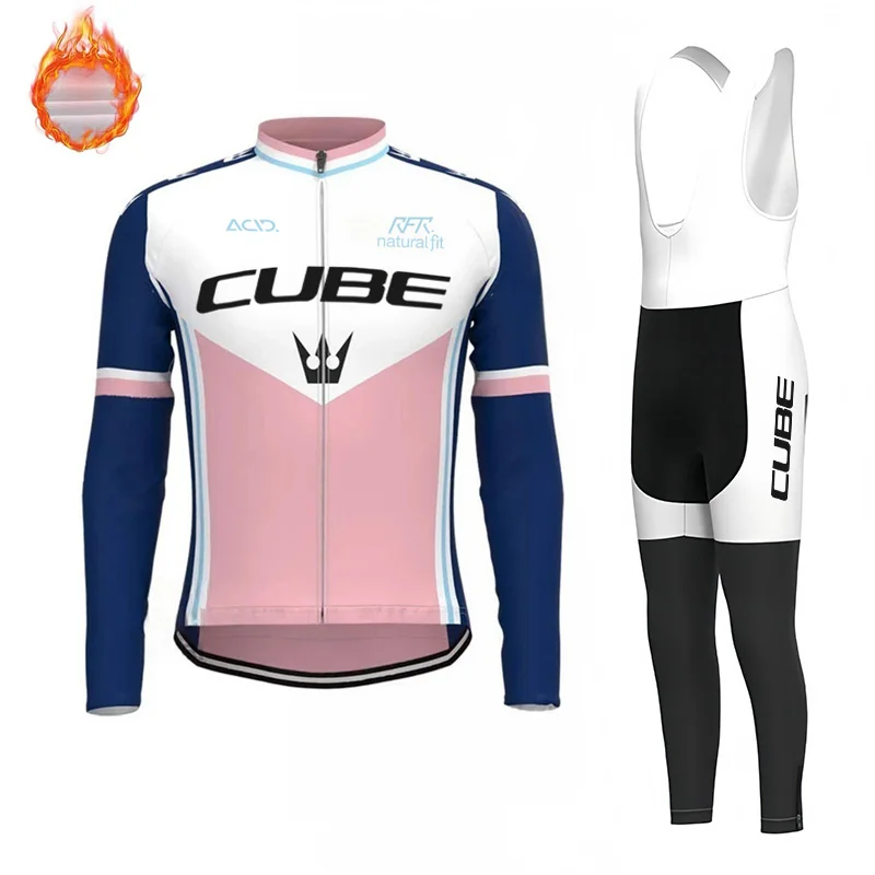 Cube Men's Thermal Jersey Long-Sleeved Mountain Bike Cycling Suit MTB Jersey for Men