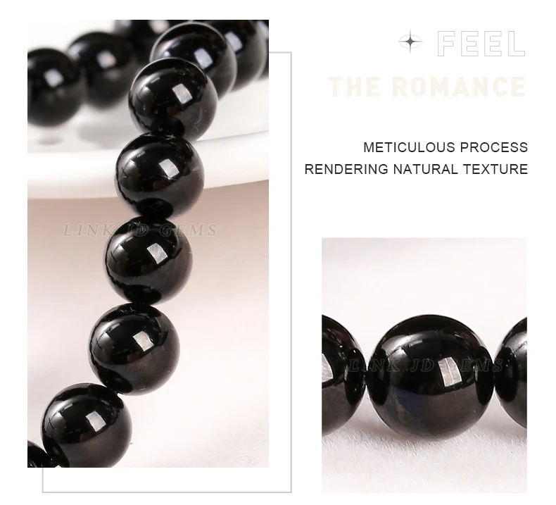 Natürliche Stein Perle Schwarz Turmalin Runde Lose Spacer Edelstein 4 6 8 10 12mm Für Schmuck Machen Diy Armband halskette Zubehör – Detail 6