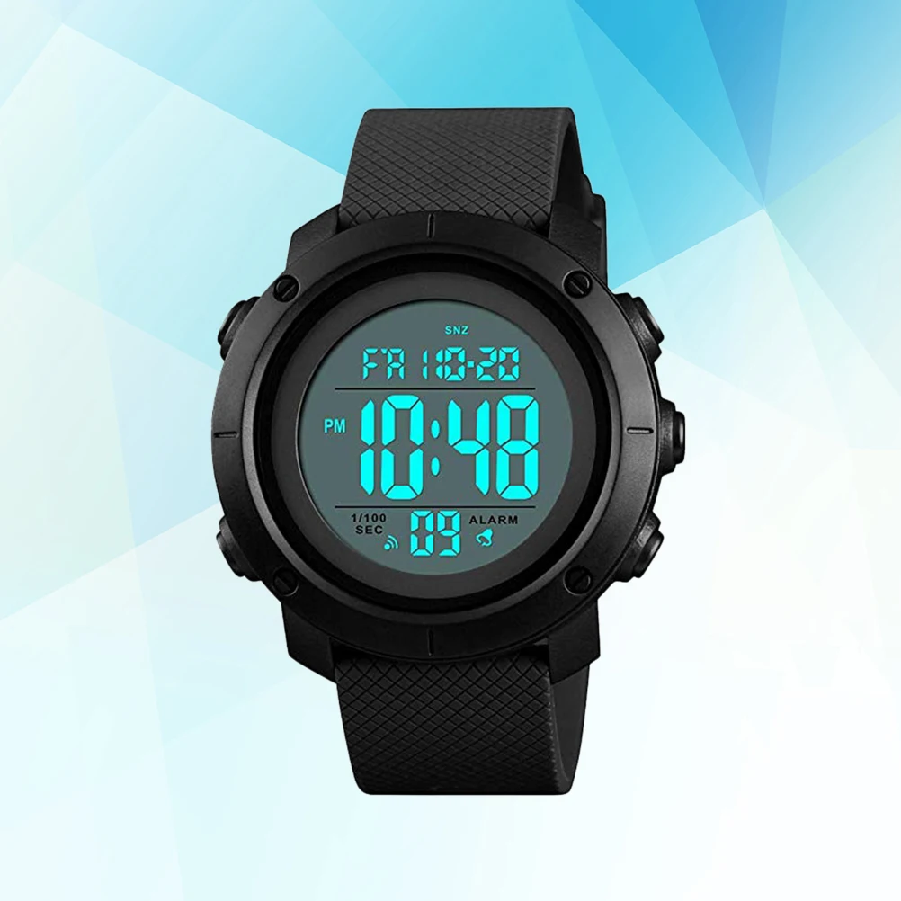 

Waterproof Digital Watch Men's Sports Wristwatch Black Analog Digital Display Quartz Movement El Light Night Use Date Week Time