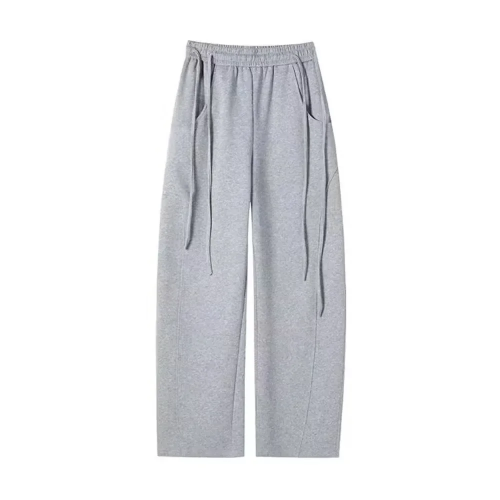 Pantaloni a gamba larga con coulisse colorati al caffè per le donne Instagram autunno e inverno nuovi pantaloni Casual versatili a gamba dritta drappeggiati