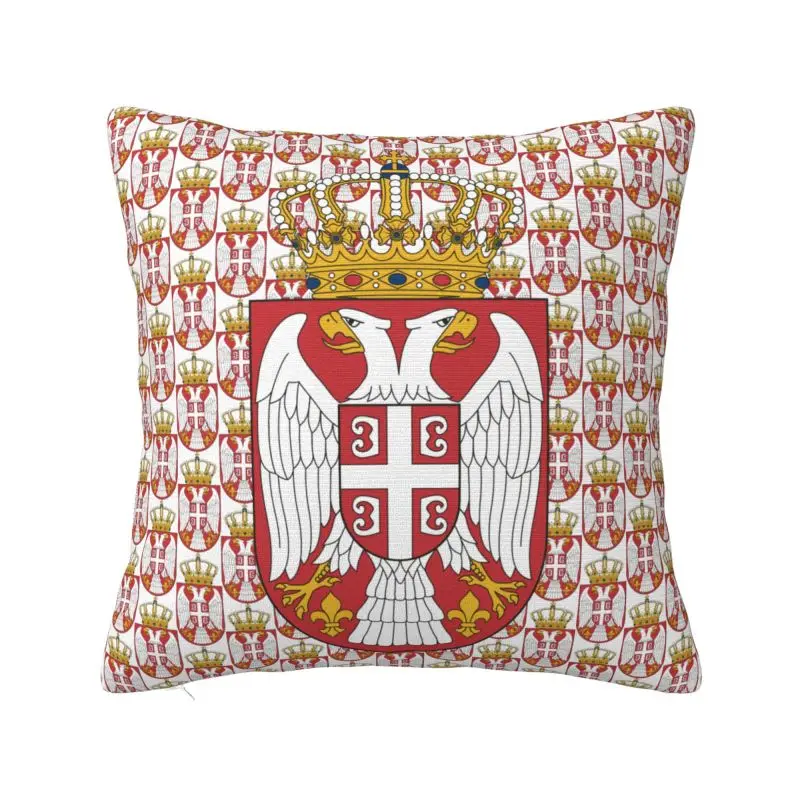 Coat Of Arms Of Serbia Cushion Cover 45x45cm Decoration 3D Print Serbian Proud Throw Pillow Case for Living Room Double-sided