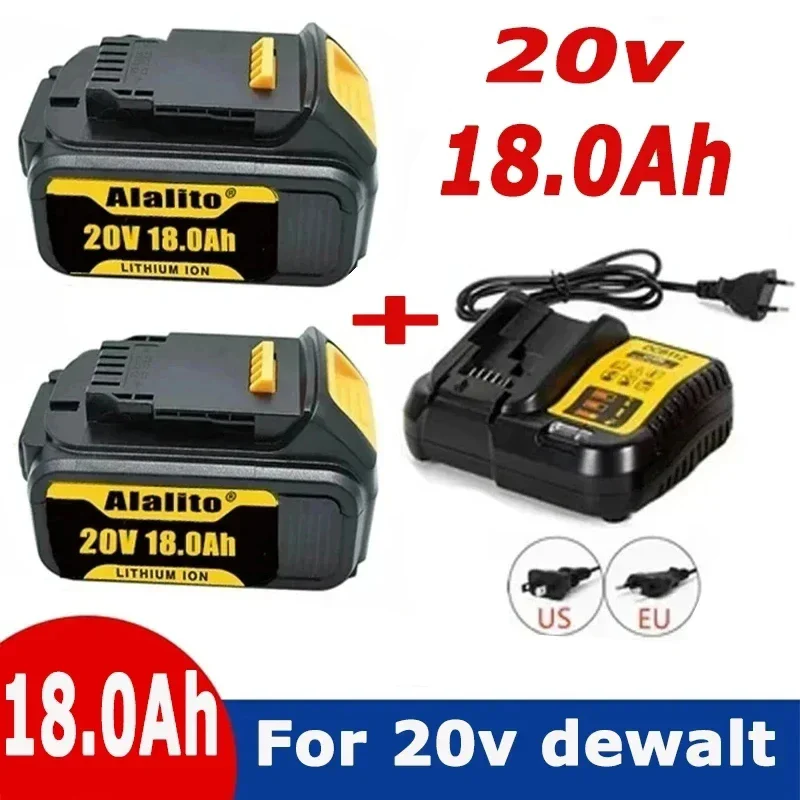 

20V 18000mAh DCB200 Replaceable Li-ion Battery Compatible for Dewalt 18V MAX Power Tools 18650 Lithium Batteries with charger