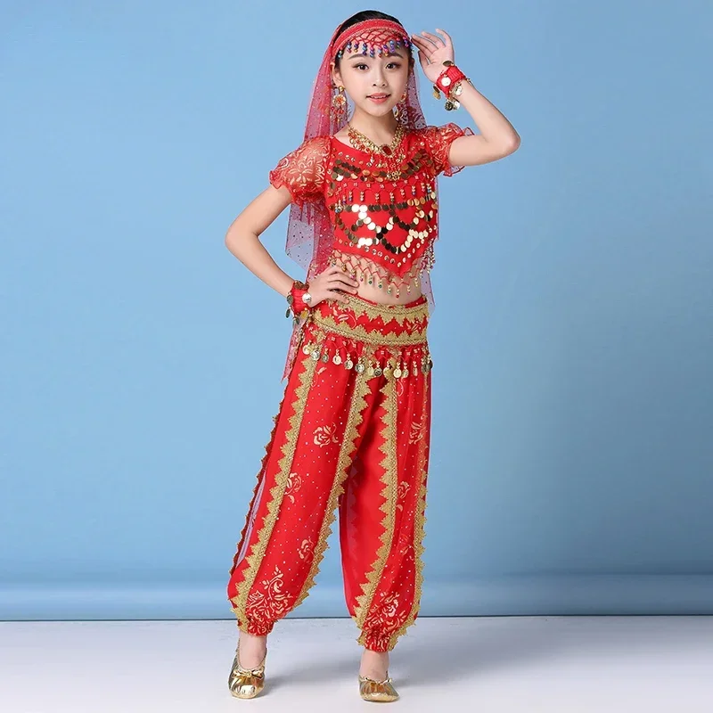 Kids Belly Dance Costumes Oriental Indian Dancing Costumes Belly Dance Wear Dress Children Bollywood Dancing Stage Performance
