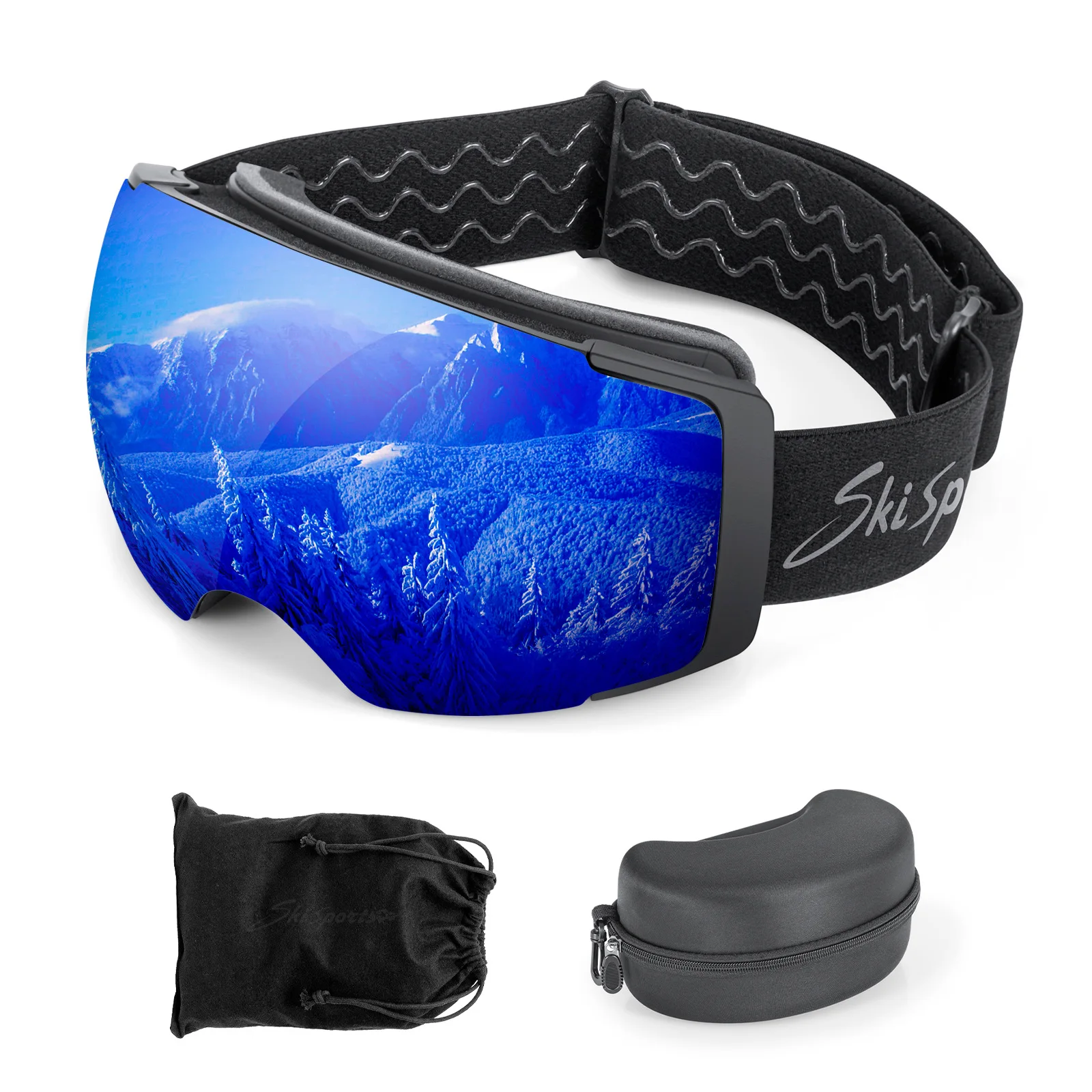 2023 Double-layer magnetic absorption outdoor ski goggles for adults fog-proof large-view spherical myopia goggles wholesale