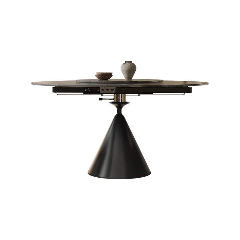 

Simple and modern small apartment household dining table multi-functional rotating retractable round dining table and chair