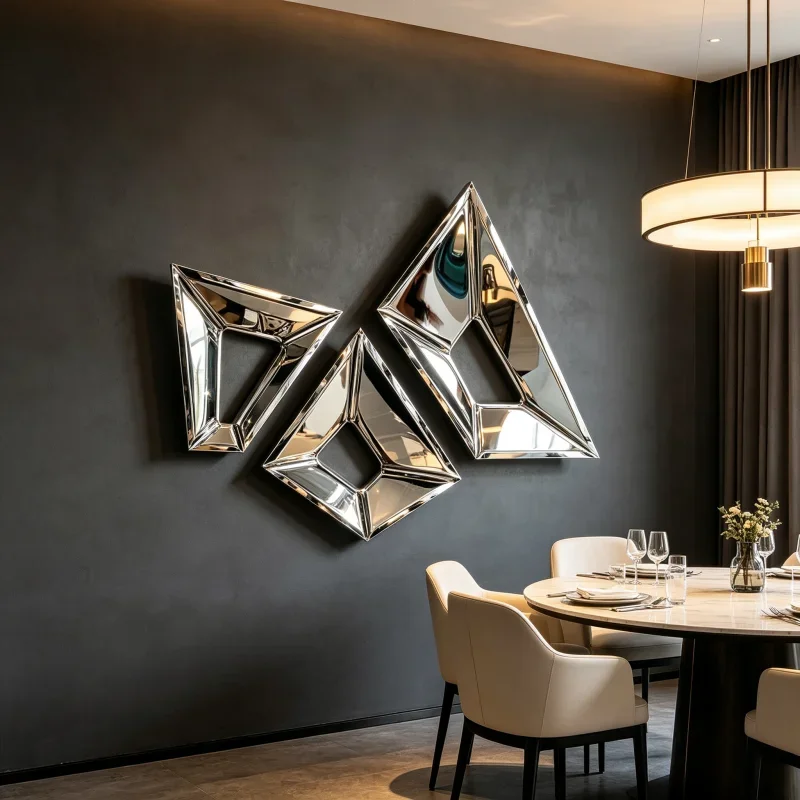 Nn Modern Simple Creative Polished Stainless Steel Wall Decoration Furniture Abstract Metal Artwork for Home Decor
