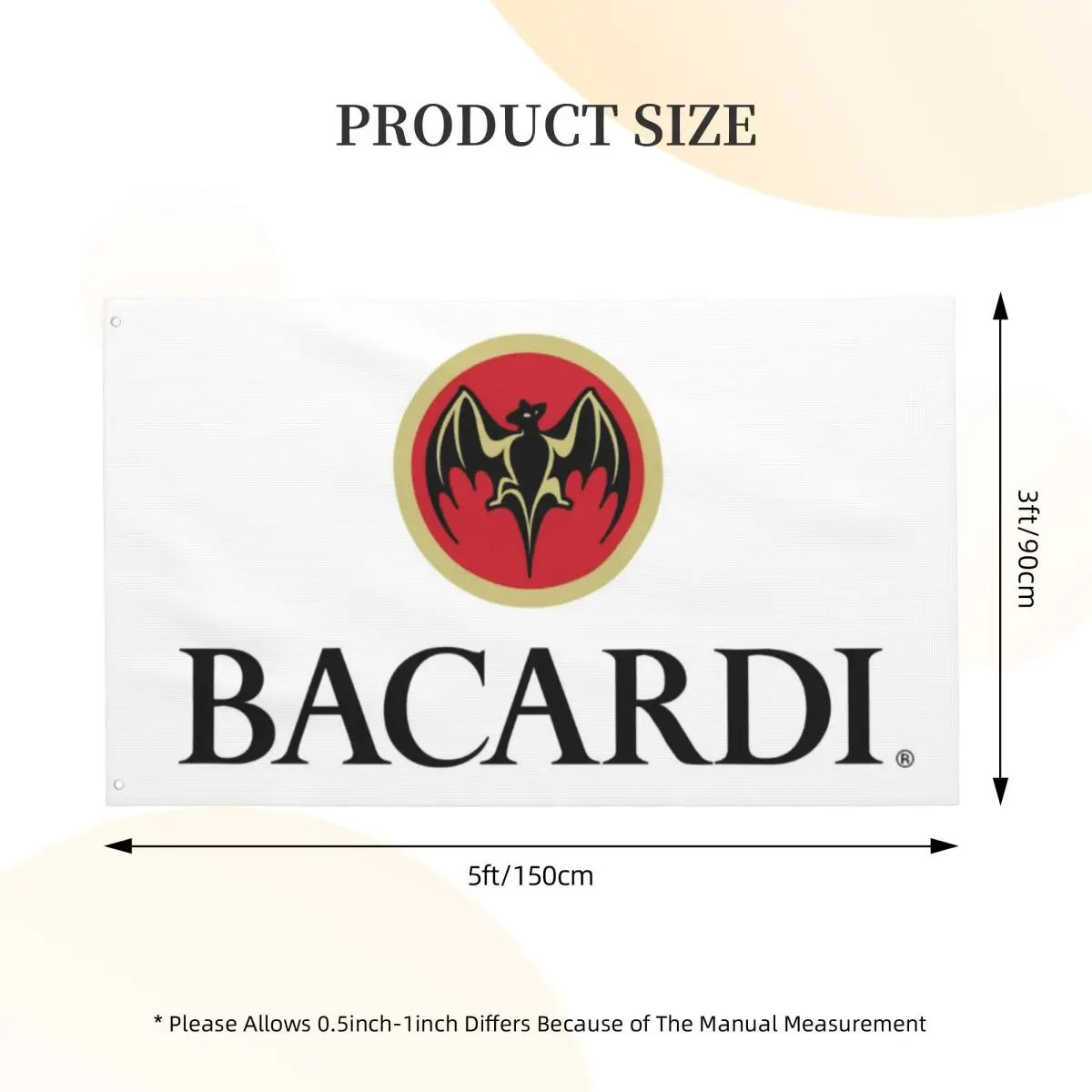 Bacardi Rum Flag Decor 3x5FT Polyester Material With Metal Grommets Fade Resistant Drapey Bright