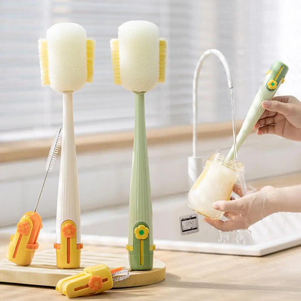 Cup Lid Cleaner Brush 2-pack 5-in-1 Bottle Brush Set Long Handle Multi-function Straw Cleaner Insulation Cup for Portable