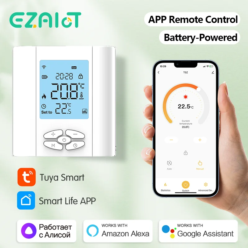 Termostato inteligente Tuya ZigBee 5A, caldera de Gas y agua, controlador de temperatura alimentado por batería, Control por voz, Google Home,