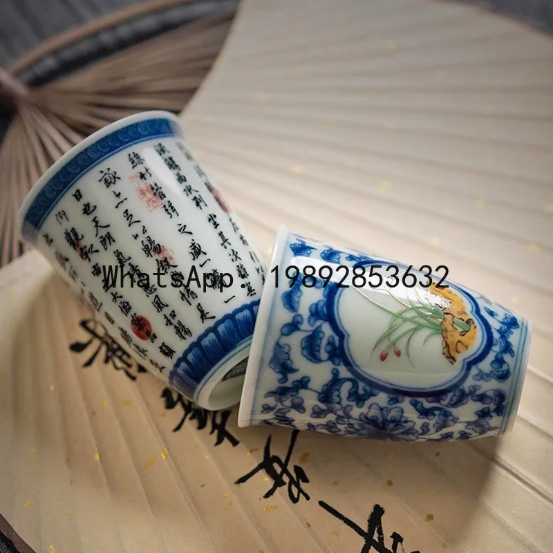 

In-glaze blue and white collection fragrance cup tea cup kung fu tea set tasting single cup tea bowl