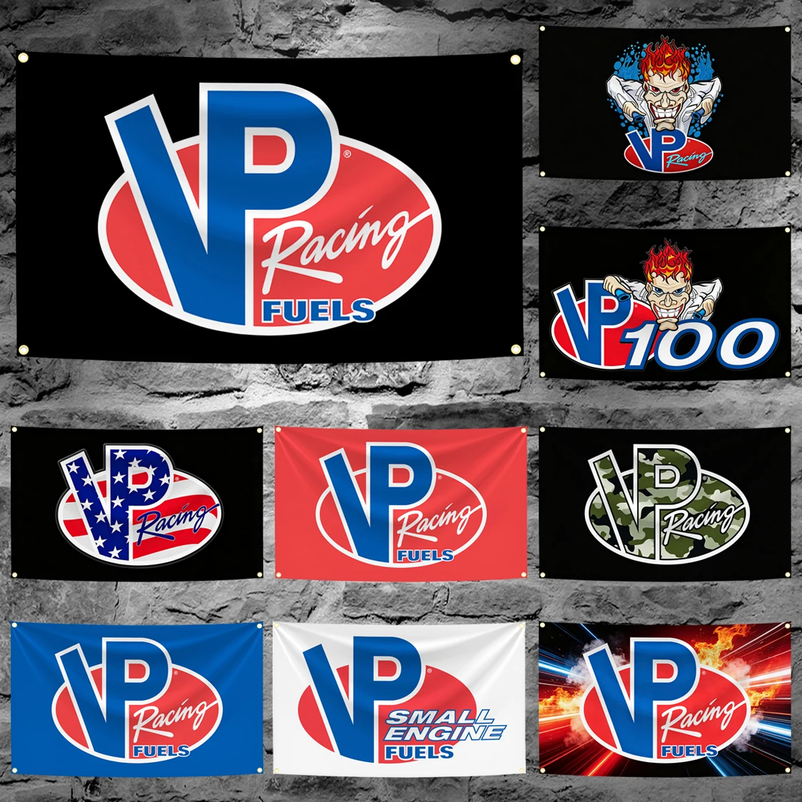 60x90cm 90x150cm 120x180cm VP Racing Fuels Flag Banner Polyester Wall Hanging Garage Workshop Man Cave Auto Shop Wall Decor