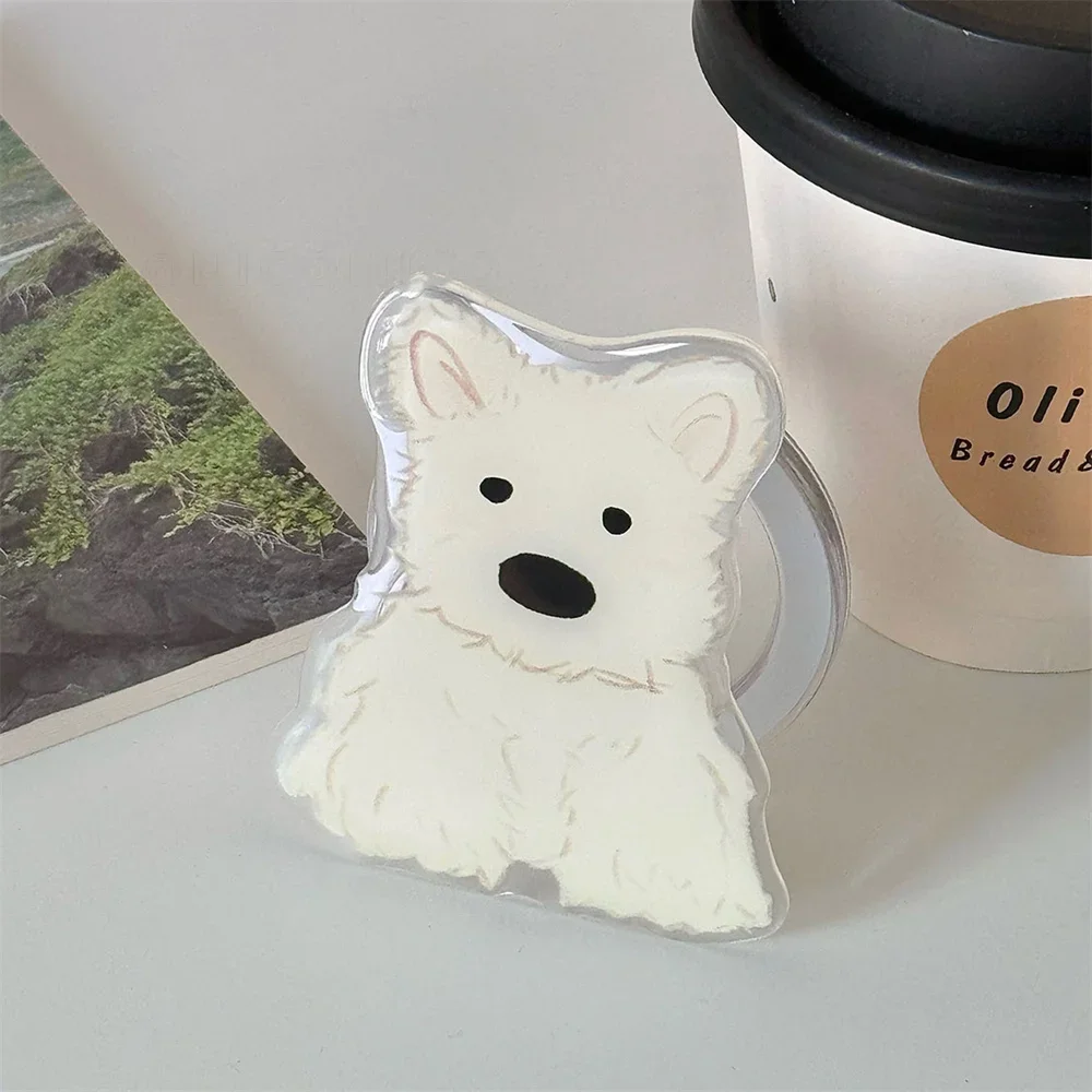 Aperto do telefone magnético Griptok, Ins coreano bonito cão suporte, suporte de carregamento sem fio, Magsafe, Top Stand para iPhone, West Heights