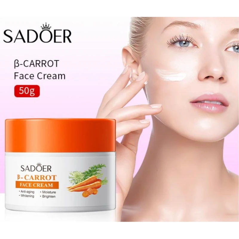 

SADOER β Carrot Face Cream Moisturizing Shrink Pores Repair Dry Oil Skin Fade Fine Lines Hydrating Whitening Dull Skin Care 50g