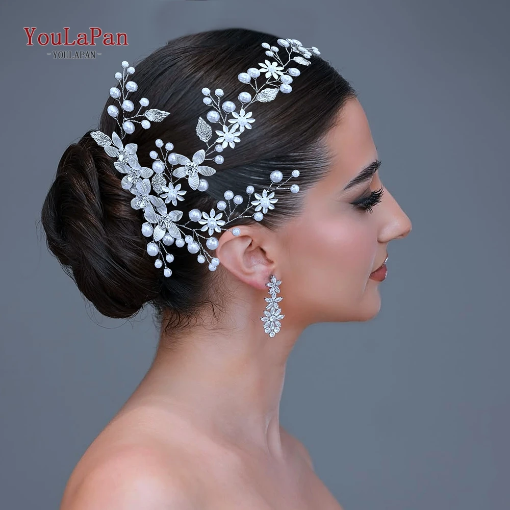 

YouLaPan Bridal Headbands Wedding Hair Accessories Tiara Rhinestone Pearl Hair Vine Women Handmade Headpieces Hair Jewelry HP926