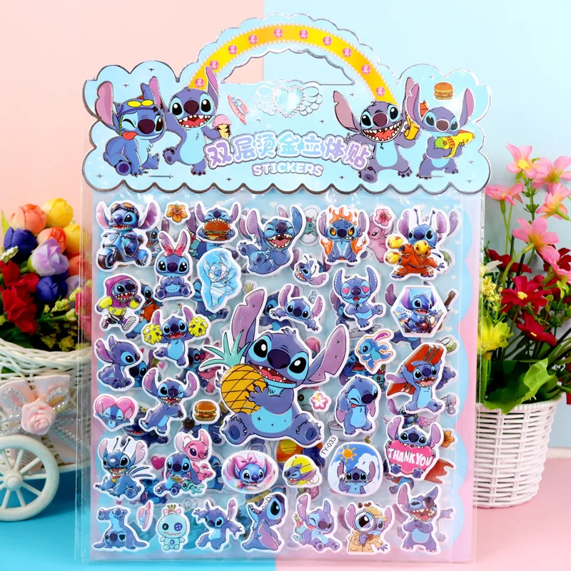 6 Bags 3D Stickers Stitch Double Layer Gold Stickers Relief Sticker Scrapbooking DIY Handbook Journaling Decor Kawaii Stickers