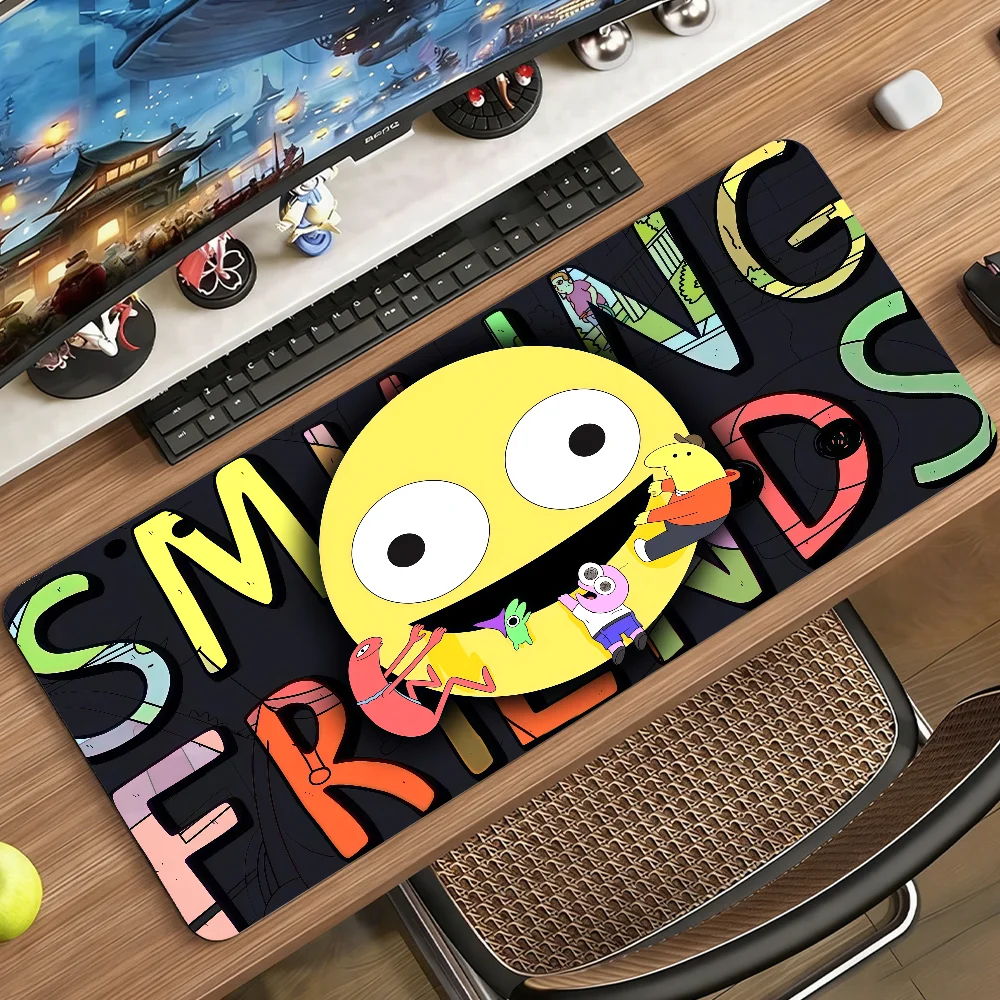 artoon Smiling Friends Mouse Pad Non-slip Rubber Computer Mat Gamer Balance Decoracion Deskmat Laptop Office Large