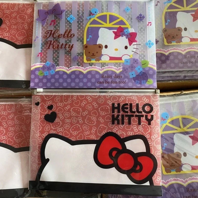 

New Hello Kitty Bag Cartoon Cute Zipper A5 Buckle Bag Delicate Practical Convenient Fashion Printing File Student Pouch Pvc