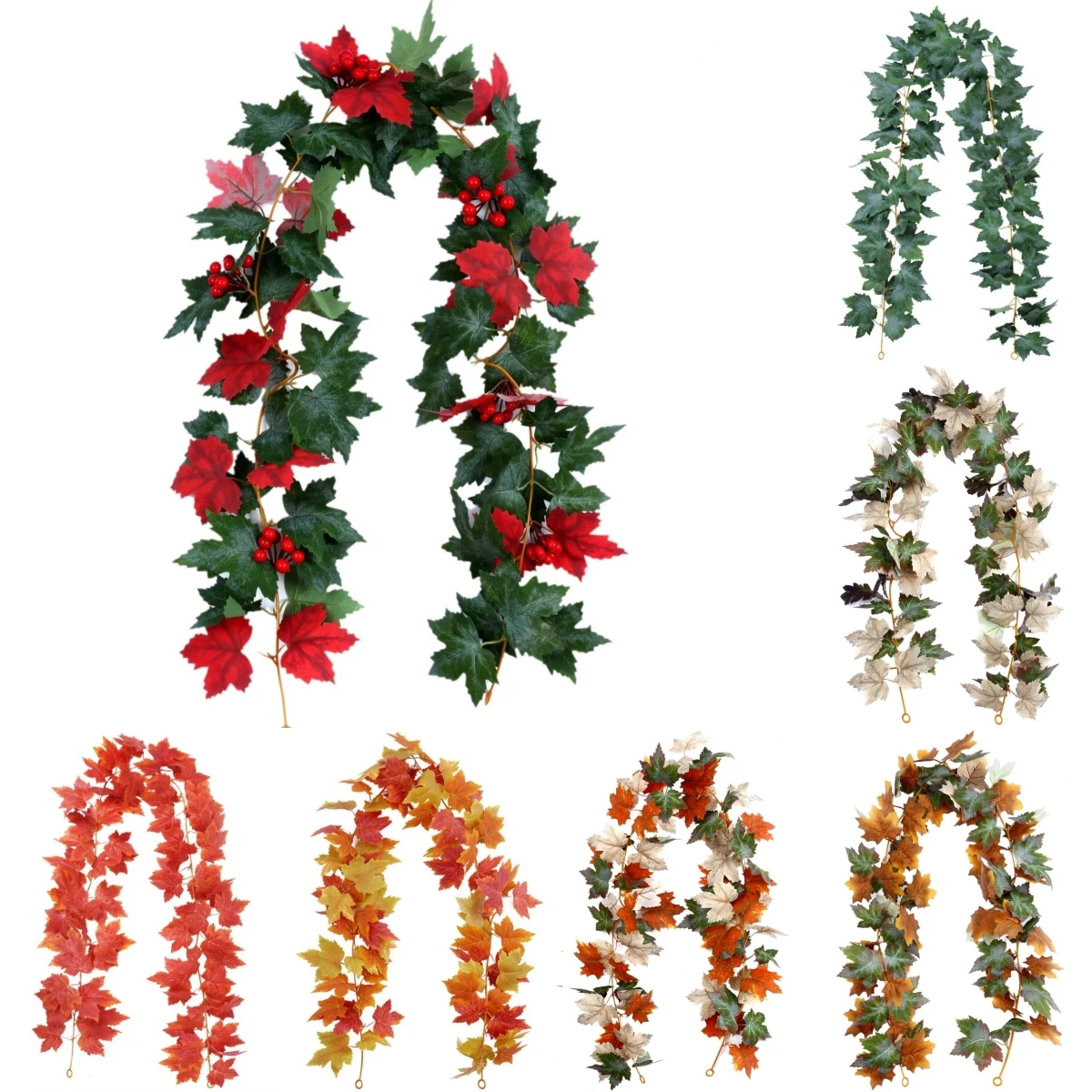 175cm Artificial Fall Maple Leaf Garland Autumn Leaves Fake Plant Garland For Festival Wedding Halloween Thanksgiving Room Decor