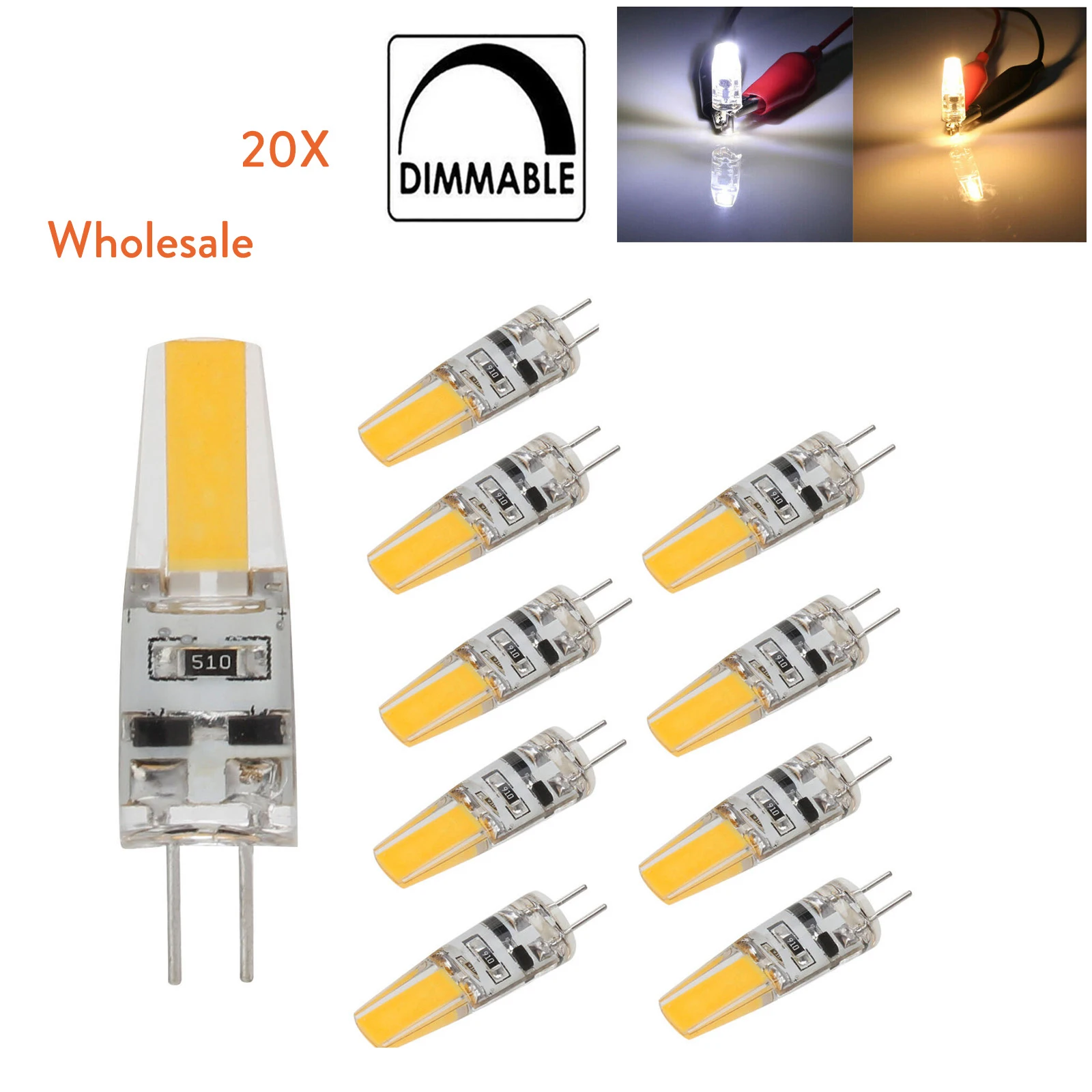 

20Pcs Mini G4 Led Silicone Lamps 6W Dimmable Bulbs Dc 12V Home Cob Lights 3000K 6000K Bombillas Bulb Chandelier Replace Lighting