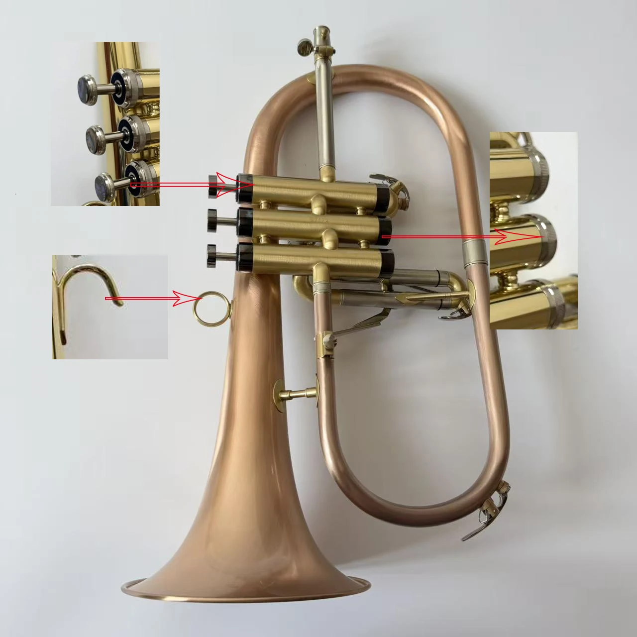 Gold‑Lacquered Marching Horn Solid Brass Durable Musical Instrument for Student Marching Band Outdoor Performance