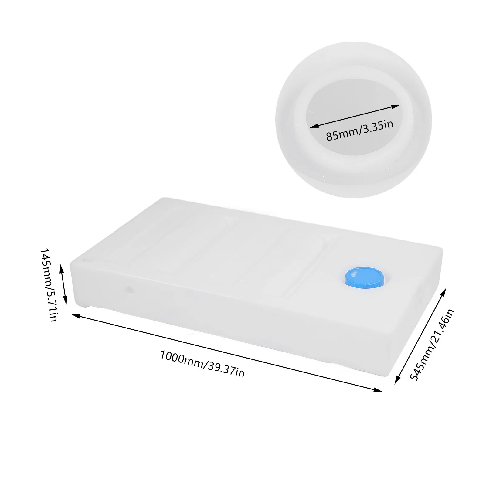 39.37 X 21.46 X 5.71in RV Water Tank 21 Gallon LLDPE Leakproof Fresh Water Storage Tank for Trailer Boat Yacht