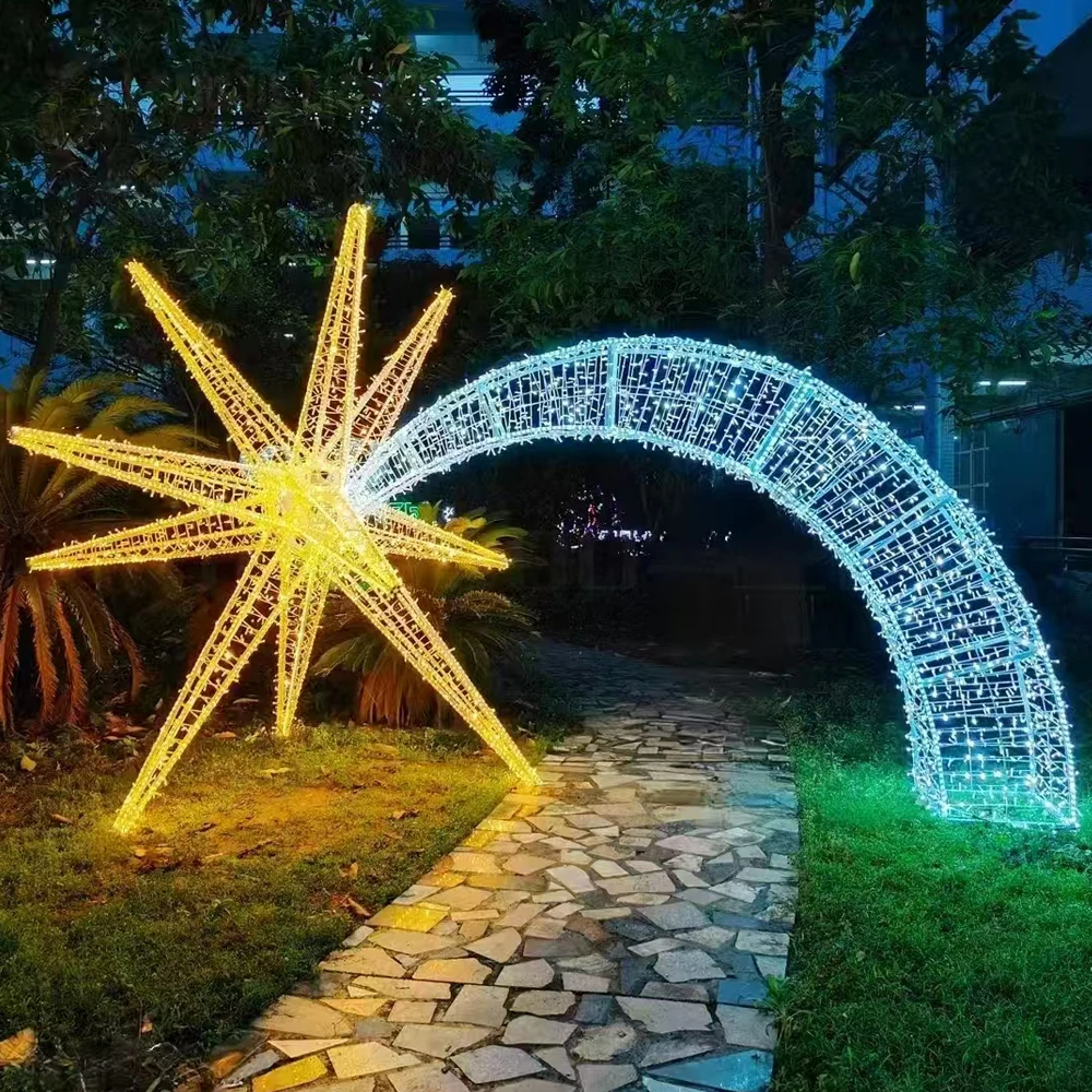 

so-Outdoor Customized LED Christmas Snowflake Arch Walk Through Xmas Ball Gift Box Lights for Street Shopping Mall Decoration！