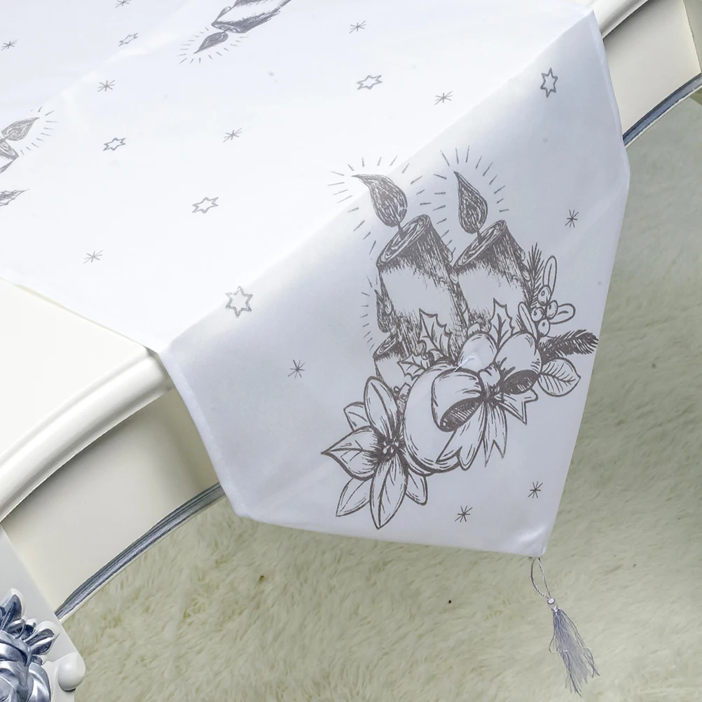 

Christmas Table Runner Grey Fabric Decor For Party Holiday Print Tablecloth Long Lasting Home Decor