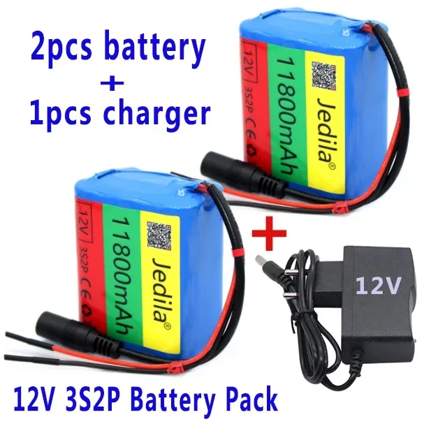 

100%.New.12V.11800 mAh.3S2P.Batterie Au Lithium.18650.Batterie Au Lithium Pack Protection Conseil Rechargeable.1A Chargeur.