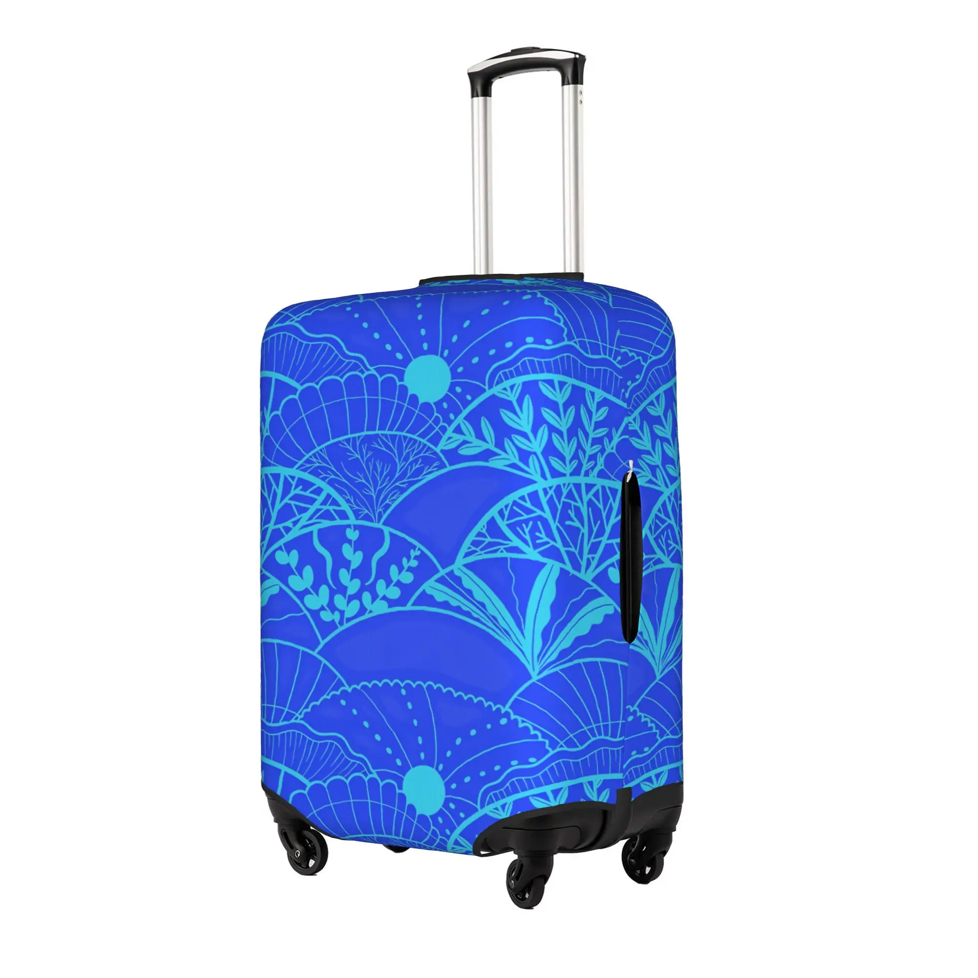 Coral Japanese Style Fan Scale Shape Luggage Cover Protector Cute Seigaiha  Travel Suitcase Protective Cover for 18-32 Inch