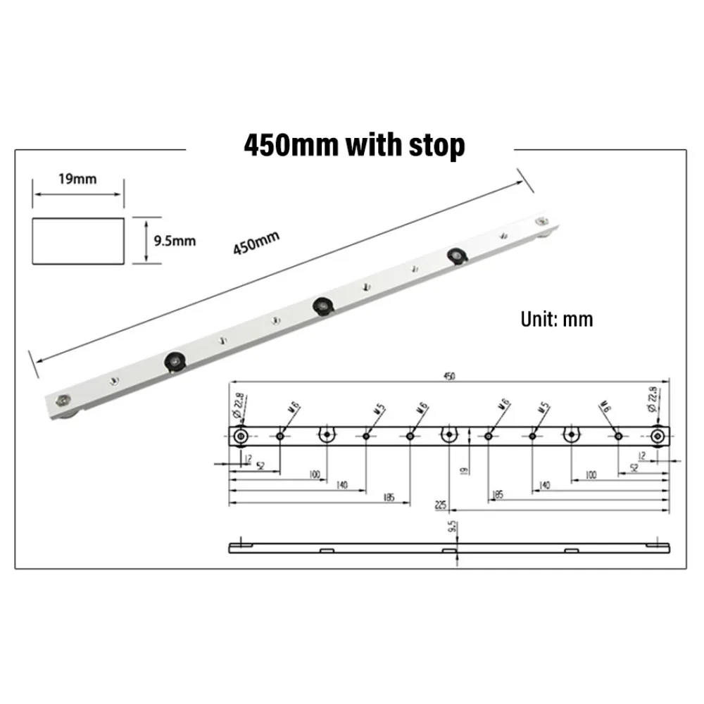 300 / 450 / 650mm Miter Bar Aluminum Slider Table Saw Gauge Rod Woodworking Tool Suitable For T-Slot And T-Track